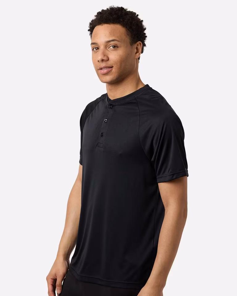 Men's Zone Performance Henley — Black