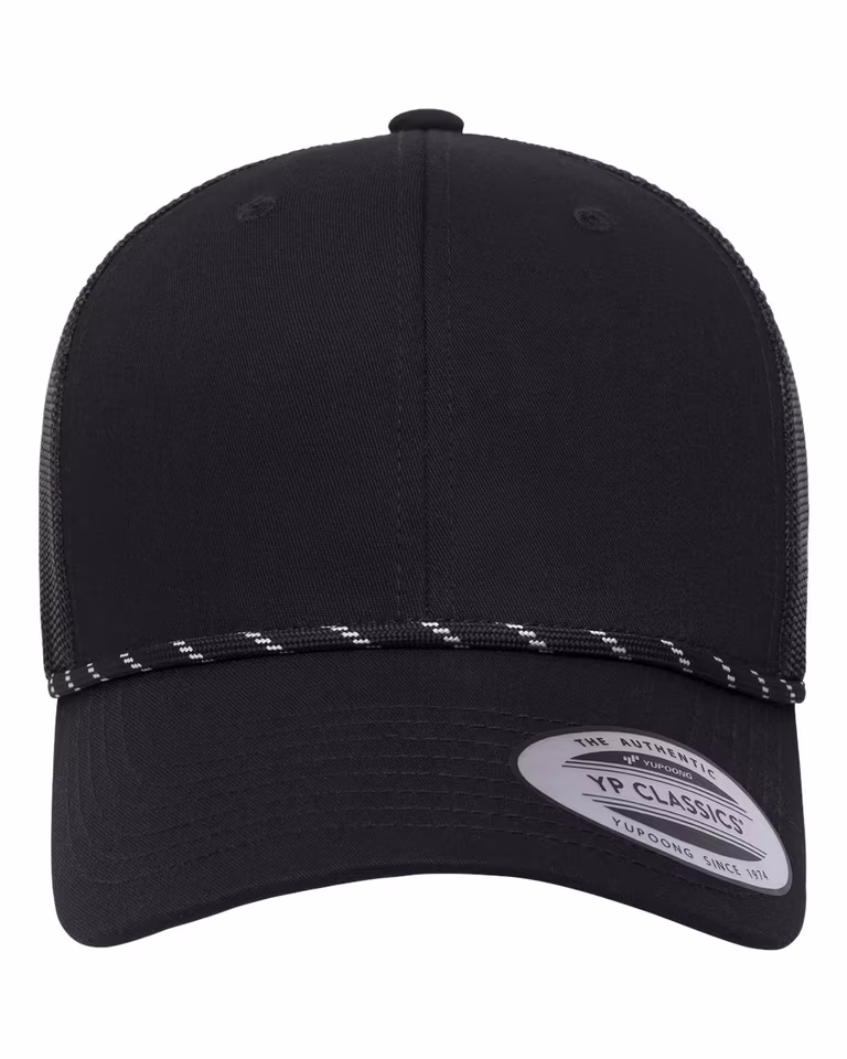 Retro Trucker Rope Cap — Black