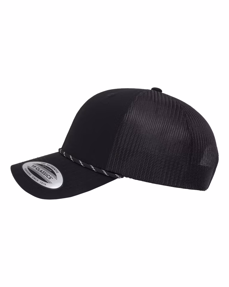 Retro Trucker Rope Cap — Black