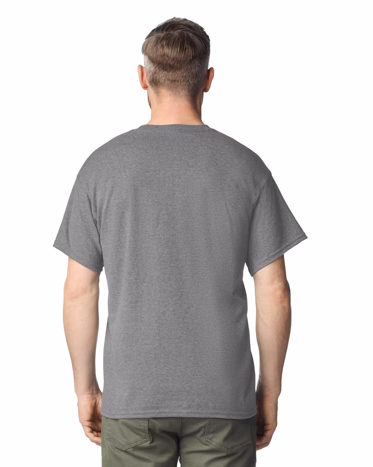 Unisex Heavy Cotton™ Pocket T-Shirt — Sport Grey, worn