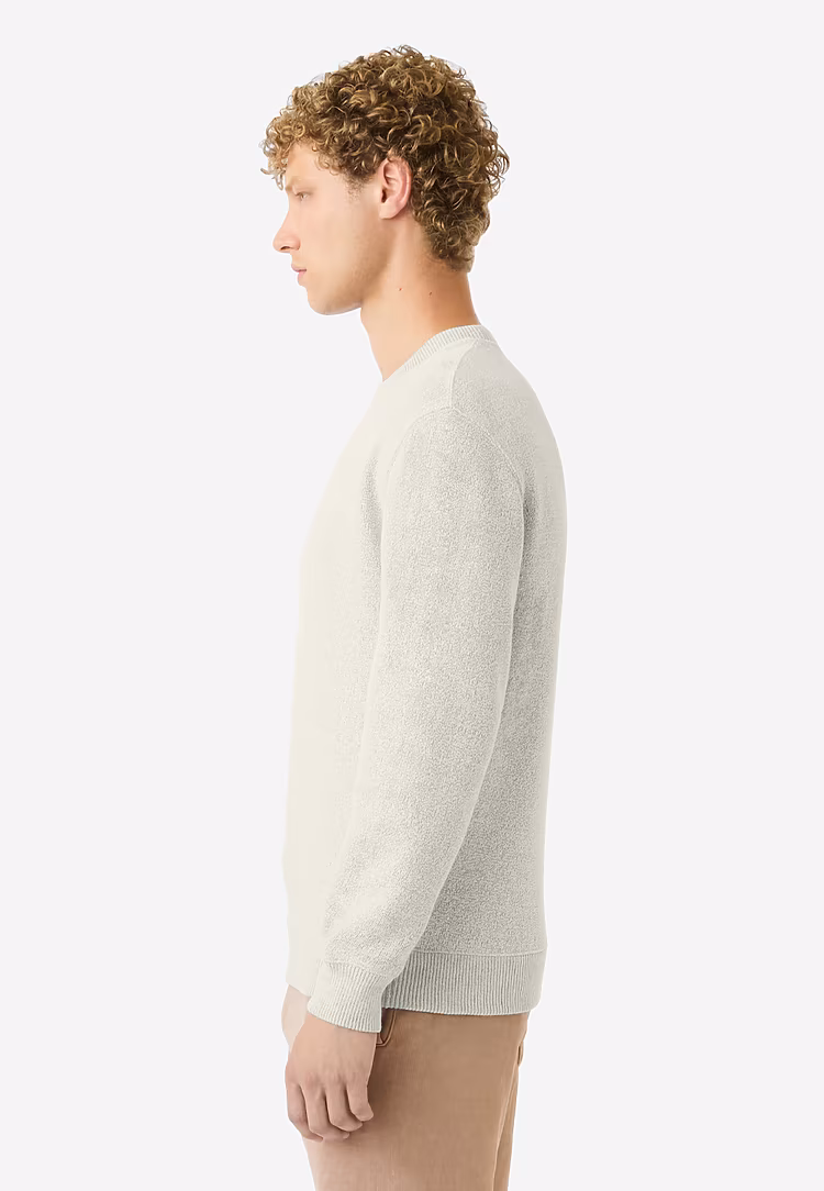 Unisex Nantucket Crewneck Sweatshirt — Latte, worn