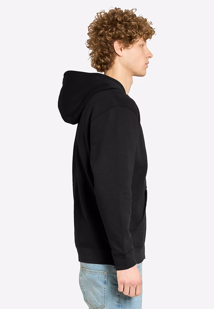 Unisex Premium Full-Zip Hoodie Sweatshirt — Black, worn