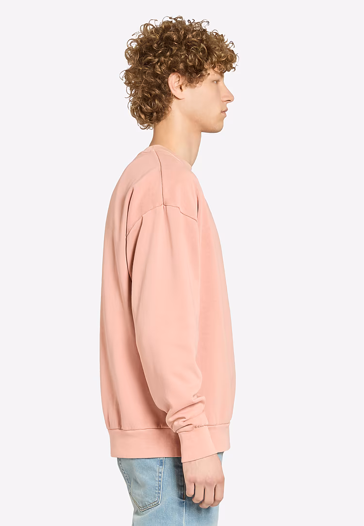 Unisex Urban Crewneck Sweatshirt — Pigment Salmon, worn