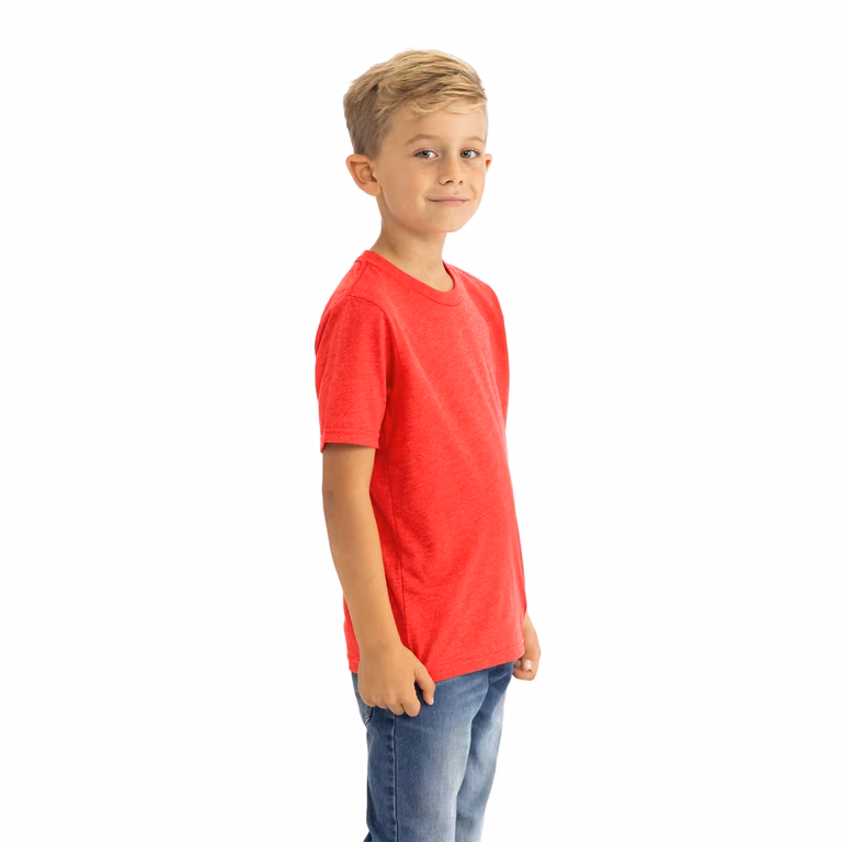 Youth CVC T-Shirt — Red, worn