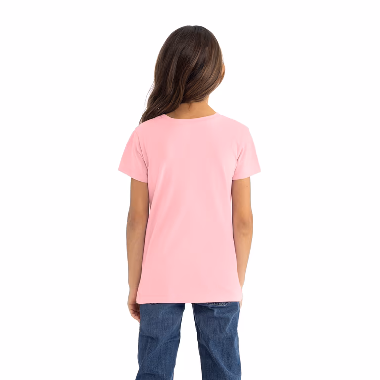 Girls’ Cotton Princess T-Shirt — Light Pink, worn