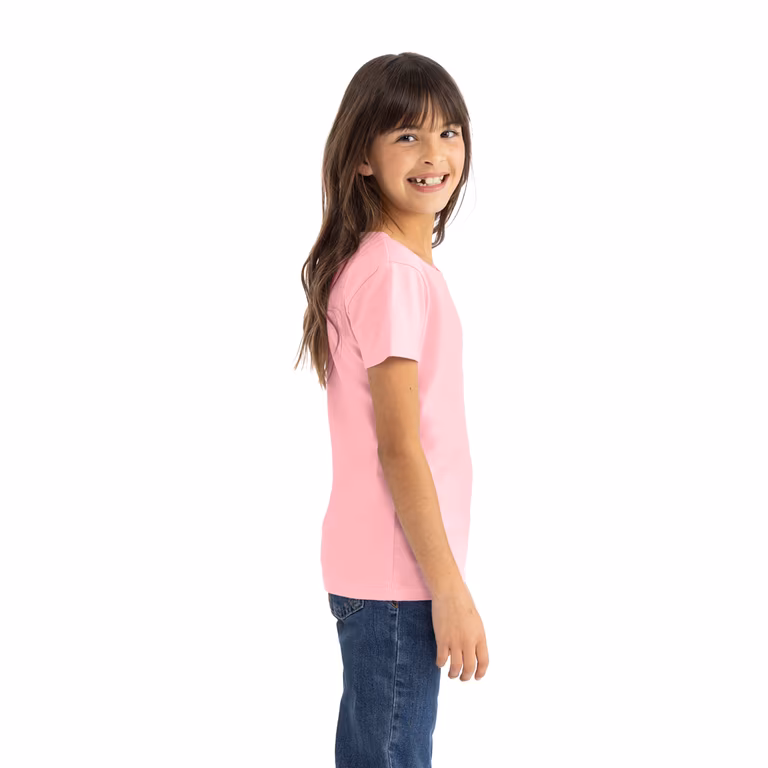 Girls’ Cotton Princess T-Shirt — Light Pink, worn