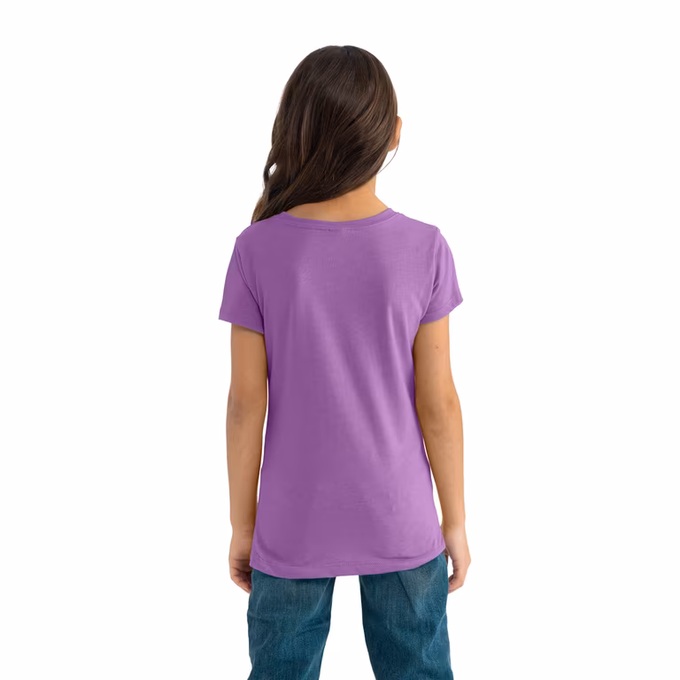 Girls’ CVC Princess T-Shirt — Purple Berry, worn