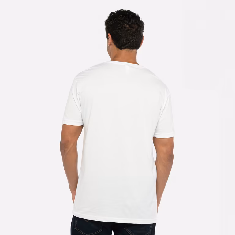 Unisex Sueded V-Neck T-Shirt — White, worn