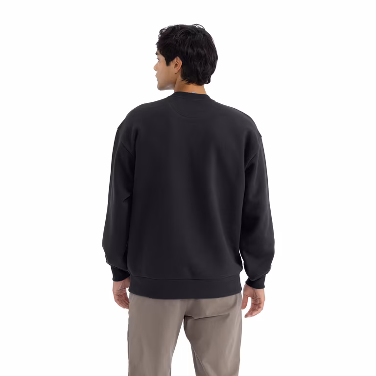 Unisex Heavyweight Crewneck Sweatshirt — Black, worn