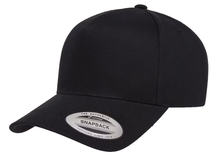 Retro Cotton Blend Snapback Cap — Black, side view