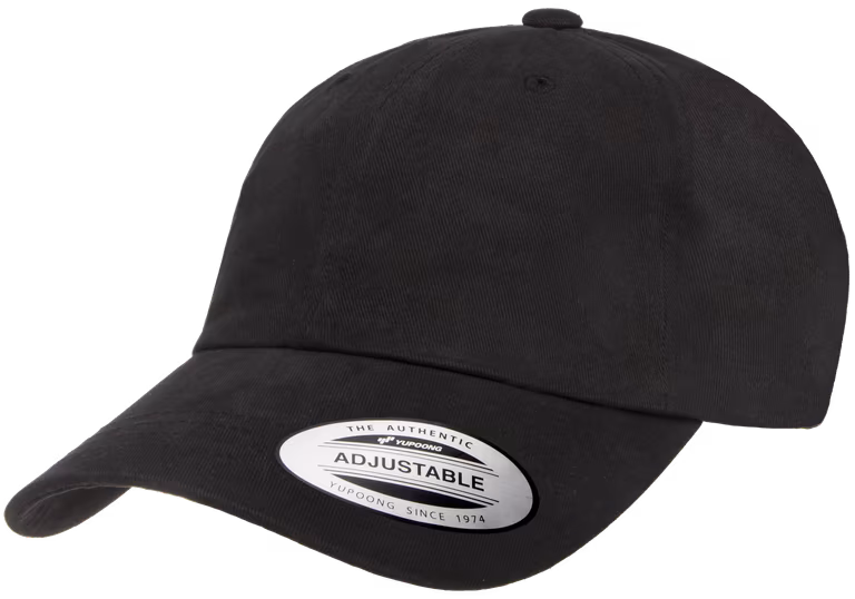 Peached Cotton Twill Dad Hat — Black, side view