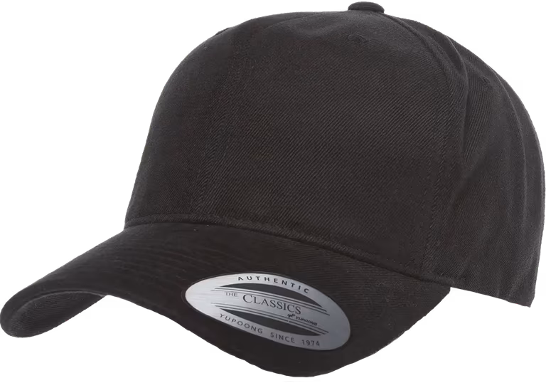 Structured Brushed Twill Cap — Black, side view