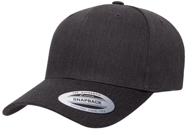 CVC Snapback Cap — Dark Heather Grey, side view