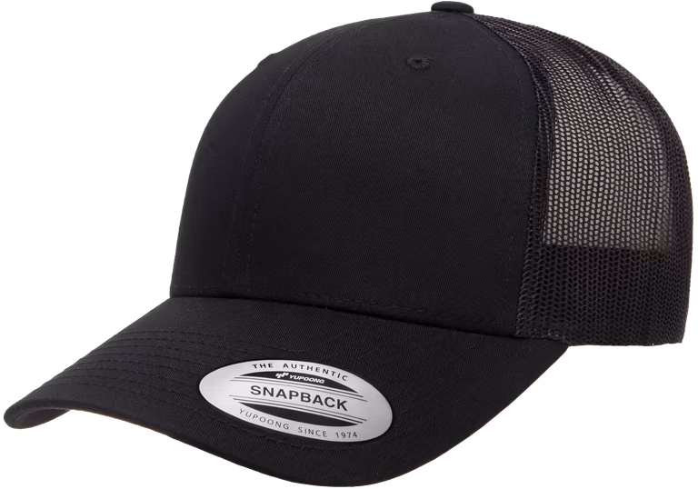 Retro Trucker Cap — Black, side view
