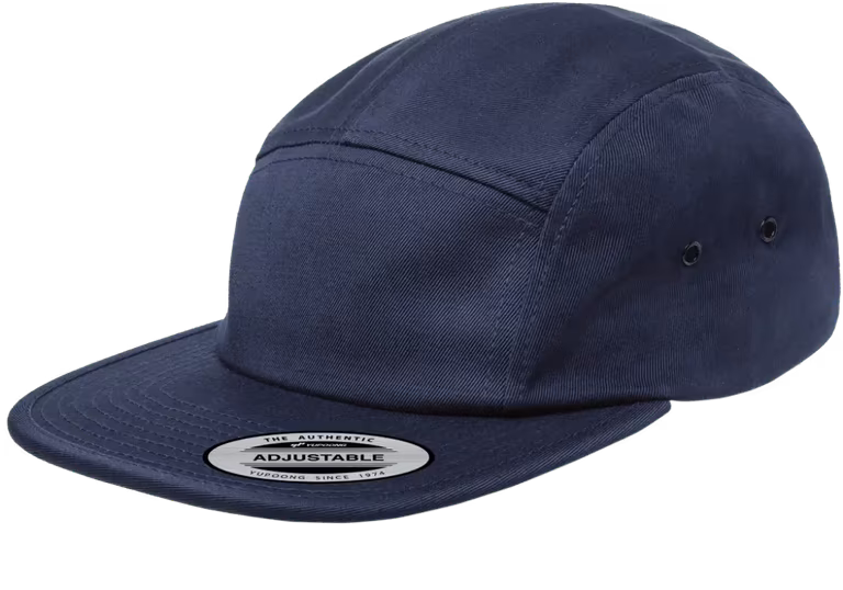 Classic Jockey Flat Bill Cap — Navy, side view
