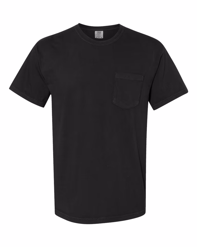Unisex Heavyweight RS Pocket T-Shirt in Black — front
