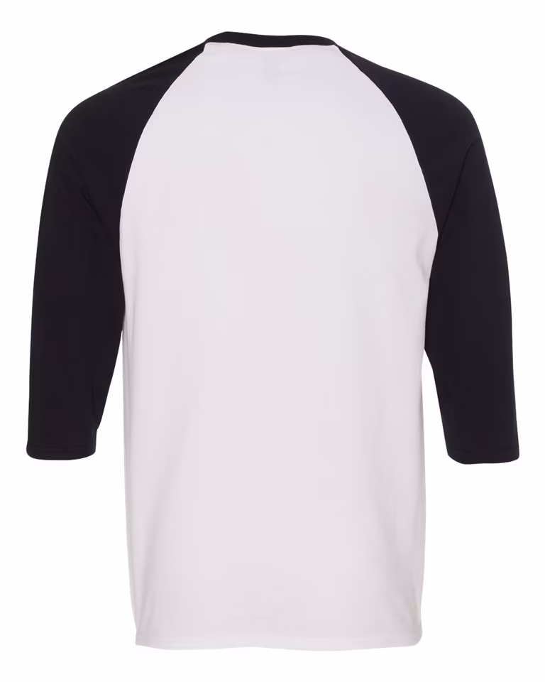 Unisex Heavy Cotton 3/4-Raglan Sleeve T-Shirt in White / Black — back