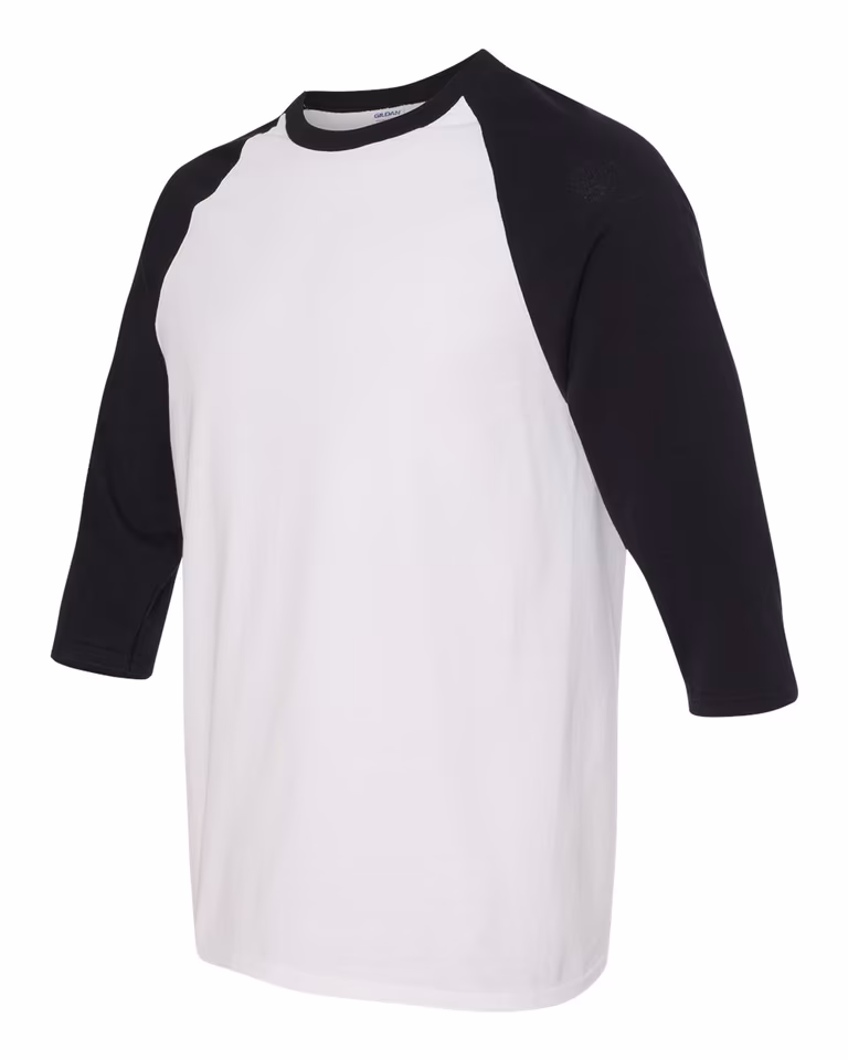 Unisex Heavy Cotton 3/4-Raglan Sleeve T-Shirt in White / Black — leftside