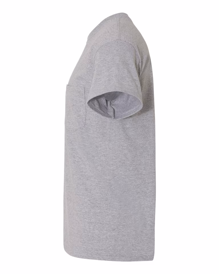 Unisex Heavy Cotton Pocket T-Shirt in Sport Grey — directside