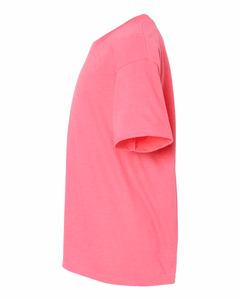 Youth Softstyle CVC T-Shirt in Pink Lemonade Mist — directside