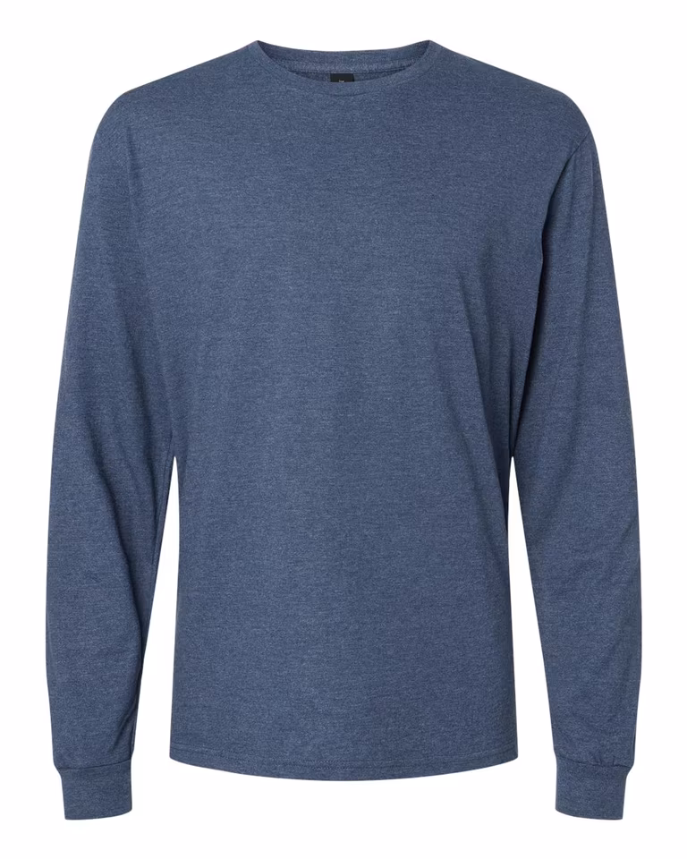 Unisex Softstyle CVC Long Sleeve T-Shirt in Navy Mist — front