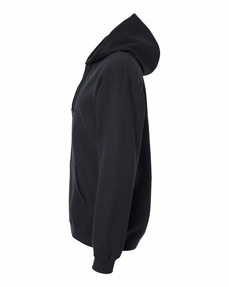 Unisex Softstyle Fleece Hoodie in Black — directside