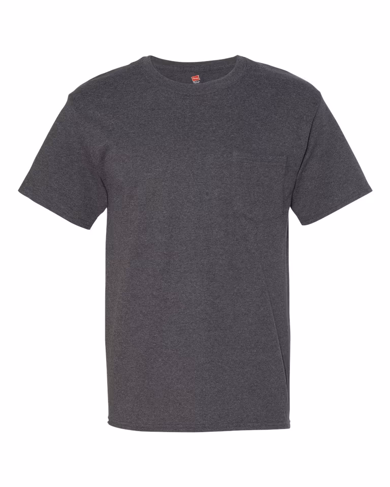 Beefy-T Short Sleeve Pocket Tee in Charcoal Heather — front