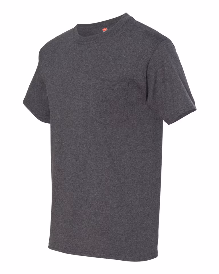 Beefy-T Short Sleeve Pocket Tee in Charcoal Heather — leftside
