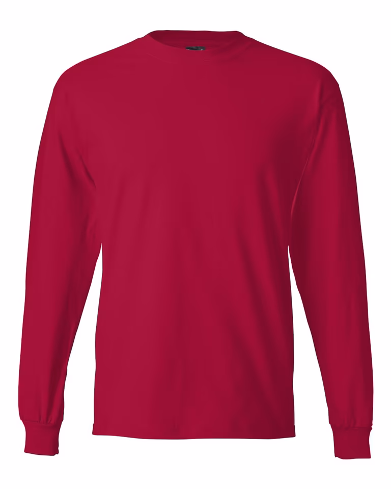 Beefy-T Long Sleeve Tee in Deep Red — front