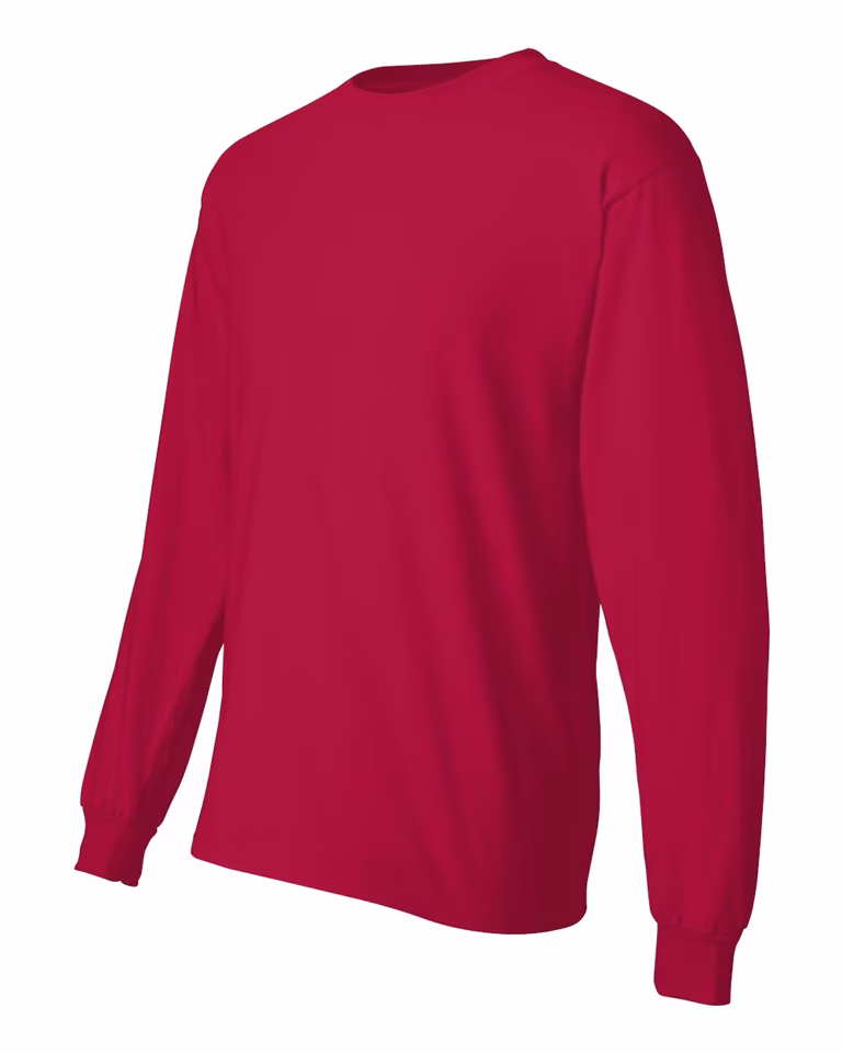 Beefy-T Long Sleeve Tee in Deep Red — leftside
