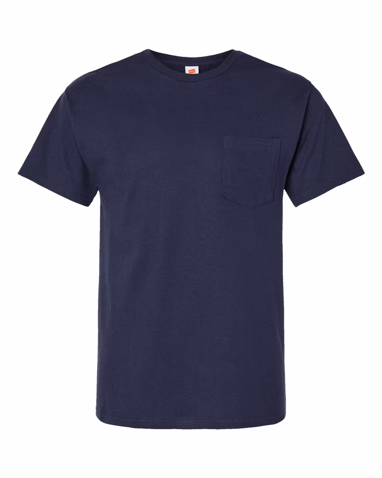 Unisex Essential Pocket T-Shirt in Athletic Navy — front