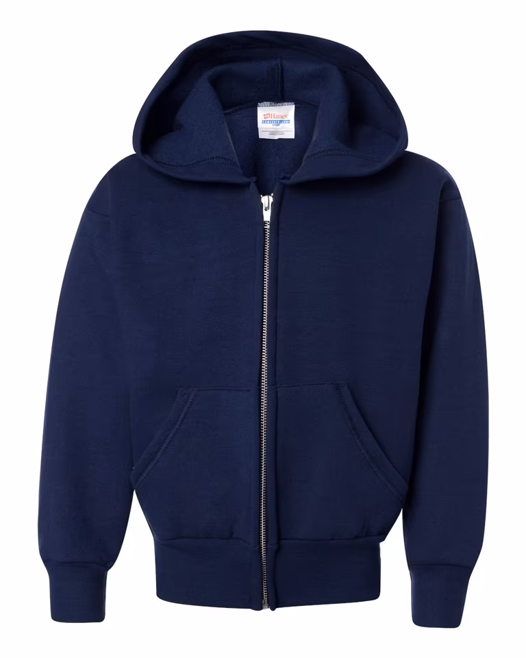 Youth EcoSmart 50/50 Full-Zip Hoodie in Navy — front