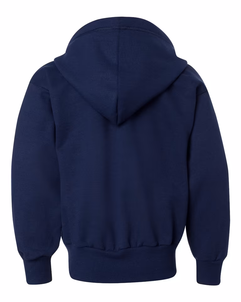 Youth EcoSmart 50/50 Full-Zip Hoodie in Navy — back