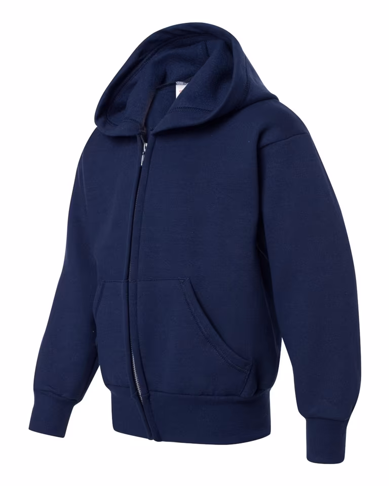 Youth EcoSmart 50/50 Full-Zip Hoodie in Navy — leftside