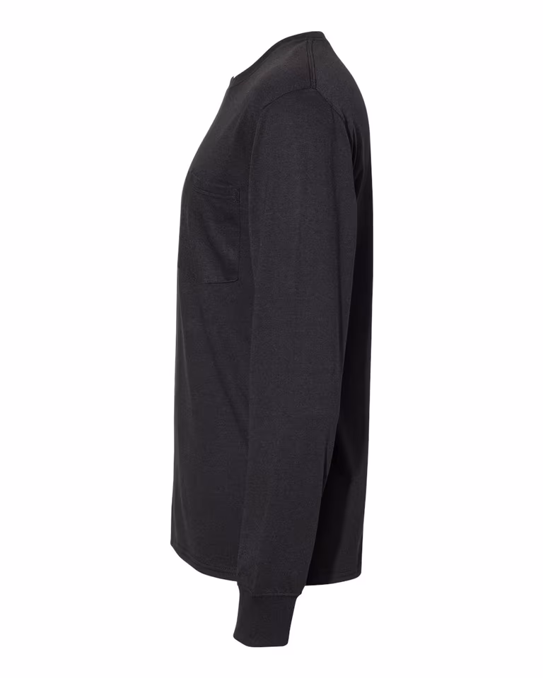Workwear Long Sleeve Pocket Tee in Black — directside