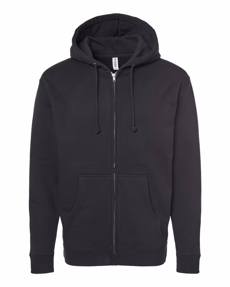 Unisex Full-Zip Hoodie in Black — front