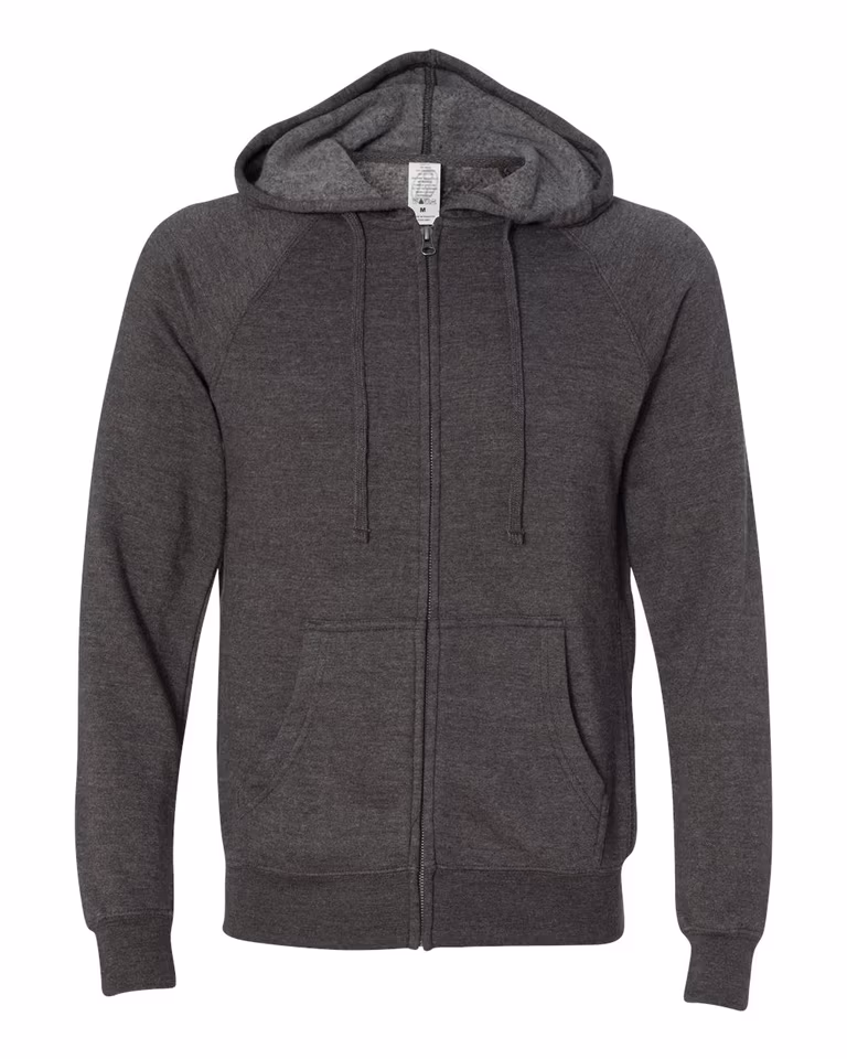 Unisex Special Blend Raglan Full-Zip Hoodie in Carbon — front