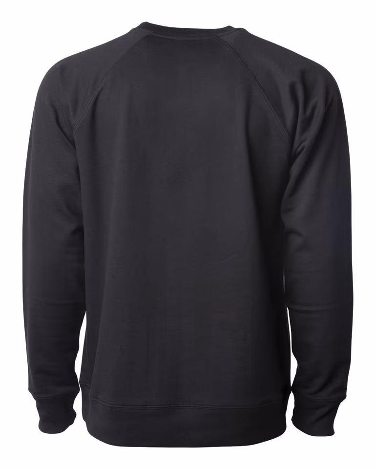 Unisex Lightweight Loopback Terry Crew in Black — back
