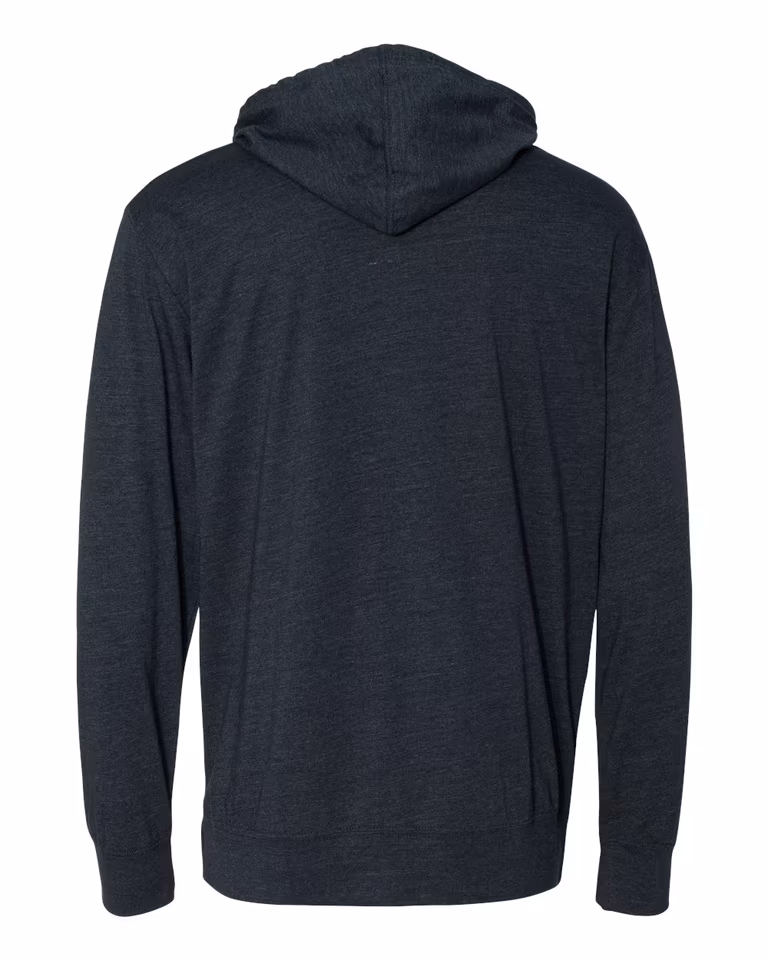 Unisex Lightweight Hooded Pullover T-Shirt in Classic Navy Heather — back
