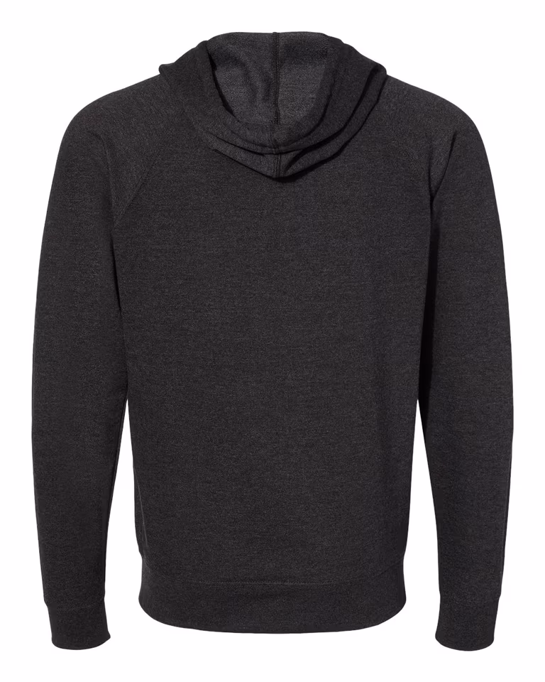Unisex Lightweight Loopback Terry Zip Hoodie in Charcoal Heather — back