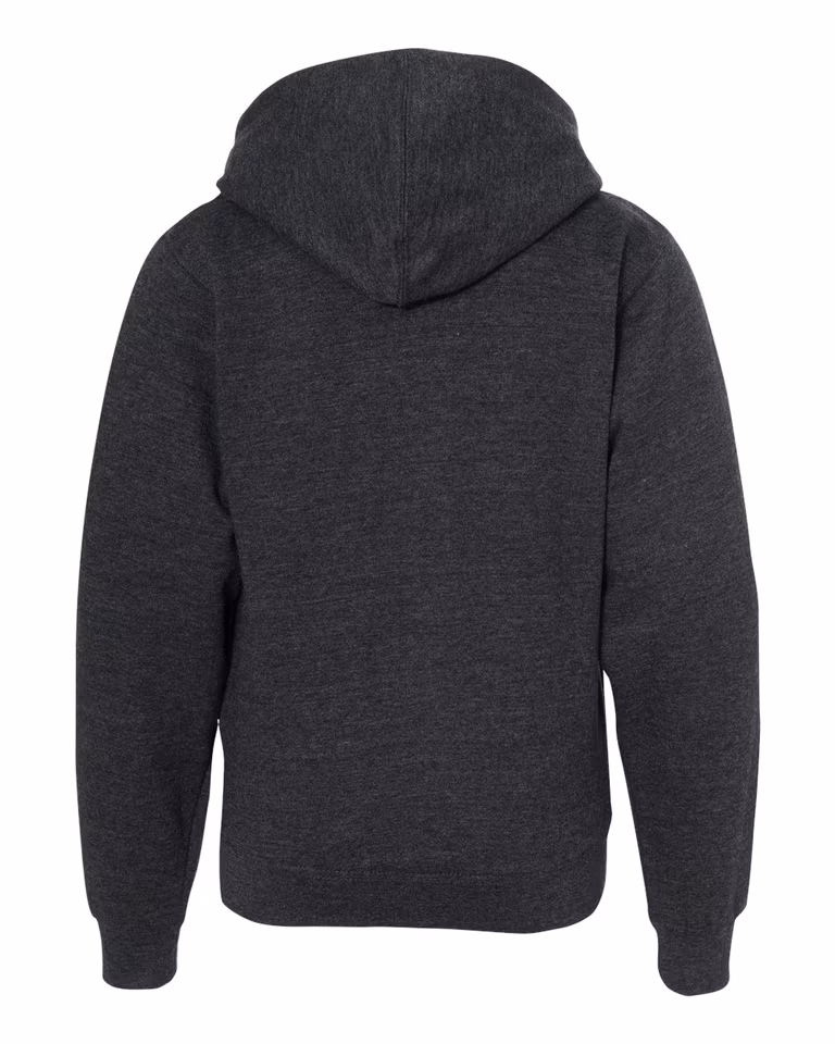 Youth Midweight Full-Zip Hoodie in Charcoal Heather — back