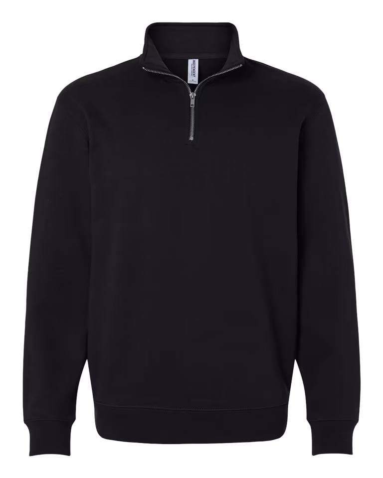 Midweight Quarter-Zip Pullover in Black — front